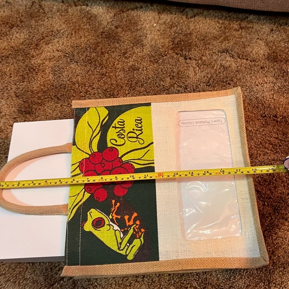 Costa Rica Save The Earth Frog Red Berry Jute Bag - Picture 6 of 8